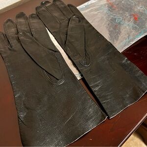 Vintage Van Raalte Cabretta Black Leather Gloves Size 6